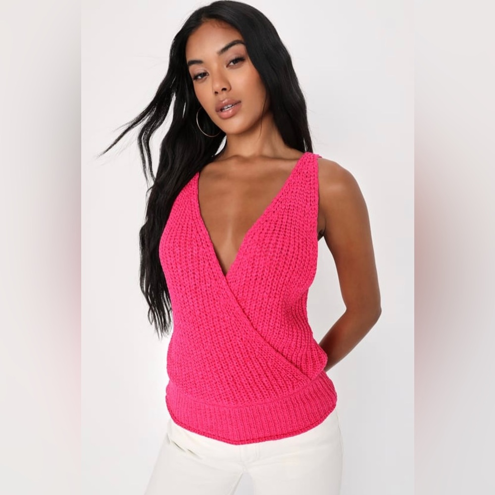 Lulus Daily Confidence Loose Knit Surplice
Sweater Tank Top